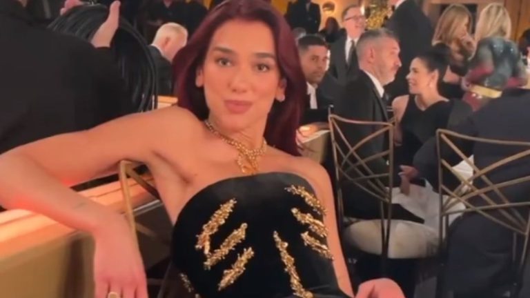 Dua Lipa elbisesi yüzünden zor anlar yaşadı! Şarkıcı oturamadı